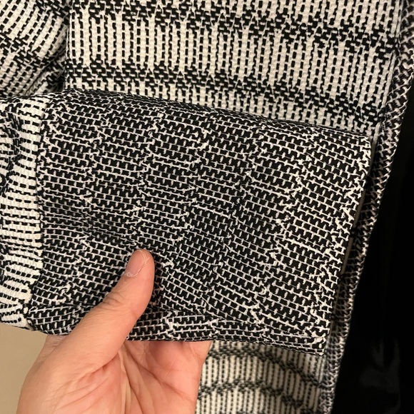 H&M Black and White Abstract Print Striped Color-block Light-weight Coat 2 - Picture 7 of 13